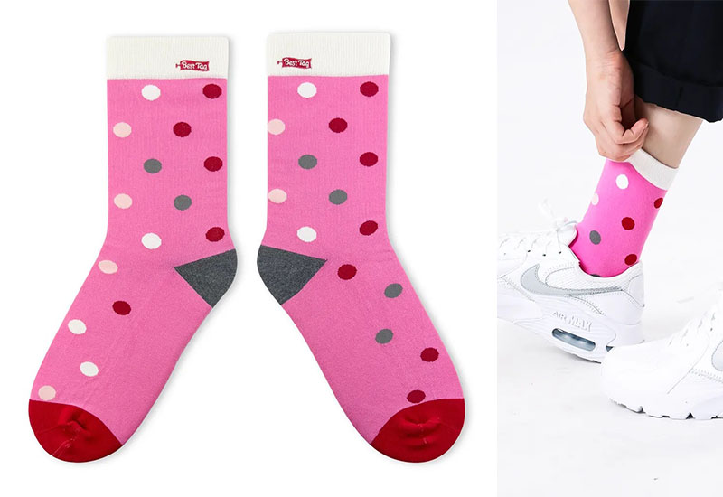 大圓點襪-粉 厚襪款(2種尺寸) 